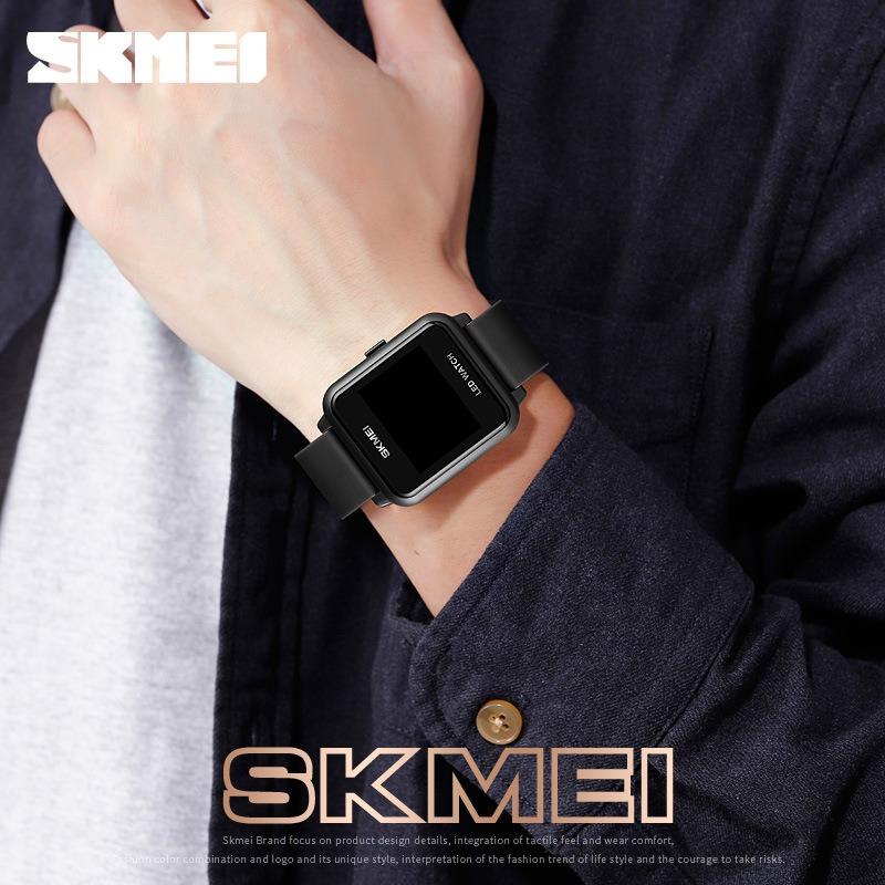 Fashion creative ed student electronic watch, integrated shell waterproof square couple sports watch