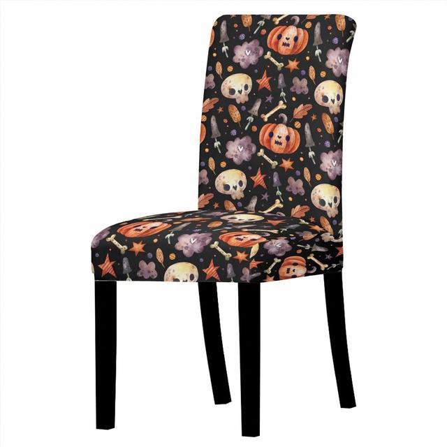 Halloween Chair Covers Dining Room Strech Elastic Pumpkin Print Chair Slipcover Elastic Cover For Kitchen Stools Party Decor