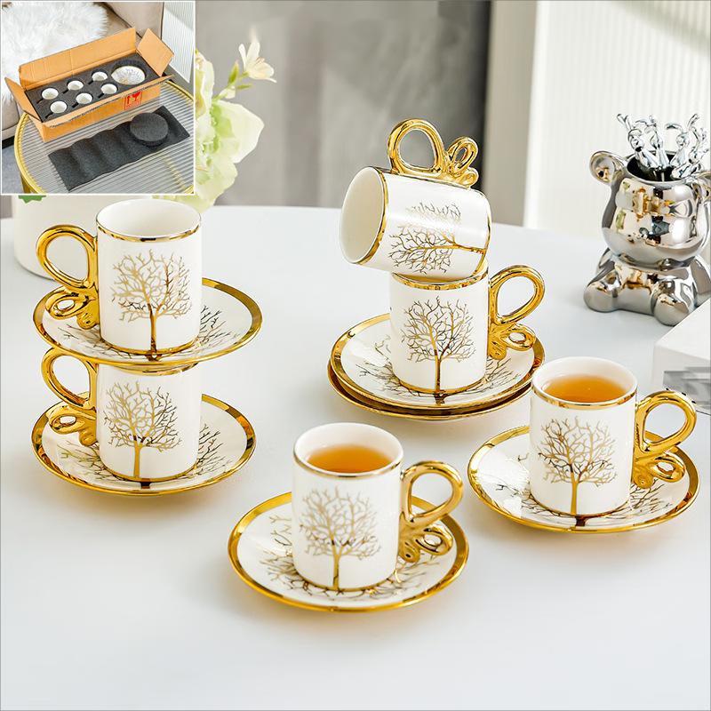 Xiao Yue Ya European Ceramic Coffee & Tea Set (6 Cups, 6 Saucers)