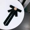 Velvet Bow Tie Brooch Solid Color Fabric Pearl Crystal Laprl Pin Shirt Dress Cravat Vintage Jewelry For Women Accessories