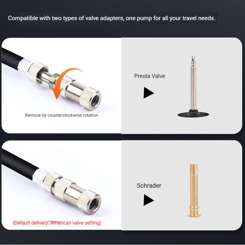 OFFBONDAGE Portable Bicycle Pump 300PSI Bike Air Pump Portable Tire Inflator MTB Road Bike Pump with Gauge Schrader Presta Valve