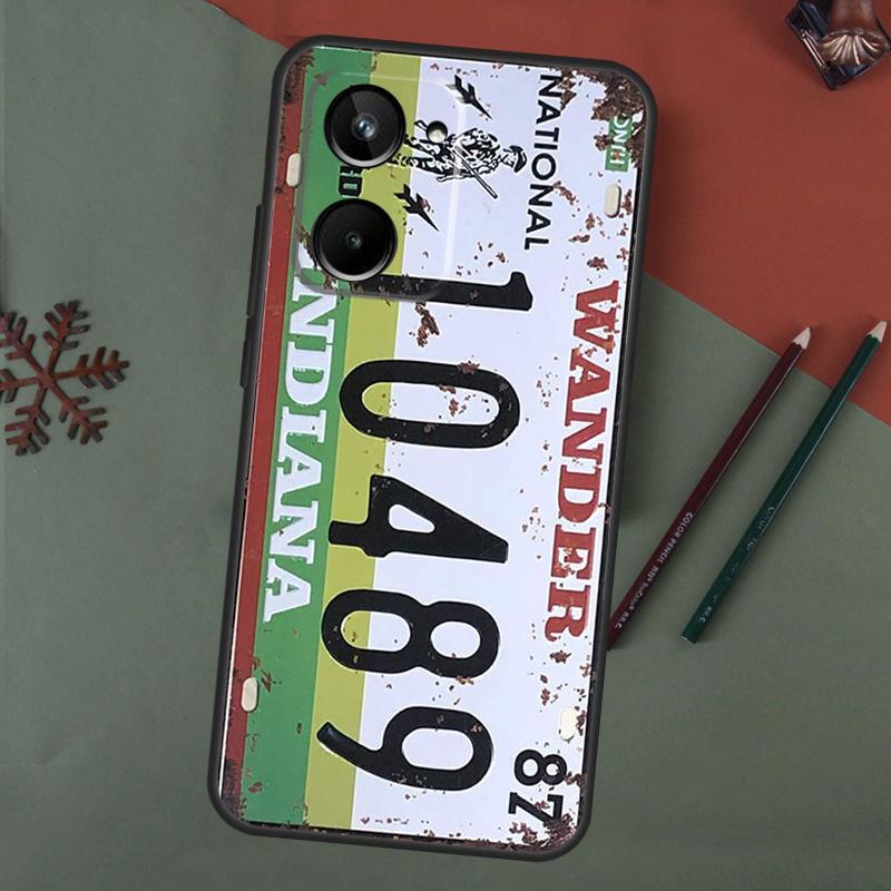 Retro Vintage License Case For Realme C75 C65 C67 C71 C63 C61 C55 C51 C53 C35 11 12 13 14 15 Pro Plus GT6 GT7 Pro