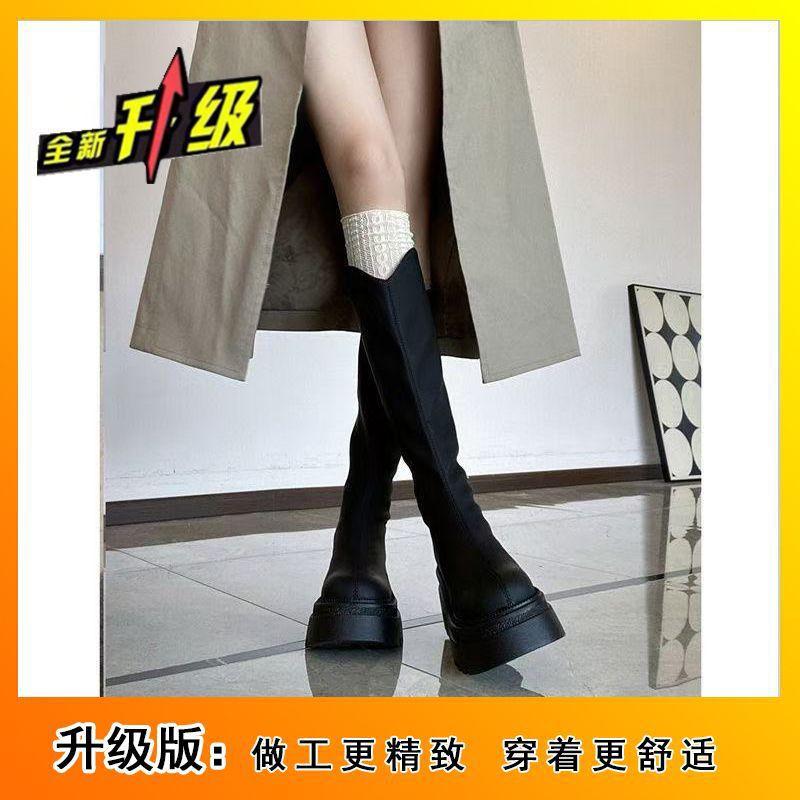 Versatile and thin v-mouth knight boots American retro brown heightening platform boots women's 2025 autumn and winter new models