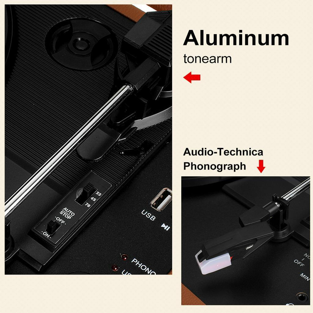 3-IN-1 For 33/45/78RPM Record Music Player Vinyl Record Player Turntable Speakers Vintage Phonograph Record Player Stereo Sound