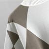 Geomatric feminino camisola conjuntos de ternos outono inverno grosso macio conjuntos de malha pullovers calça longa casual 2 pçs terno de pista