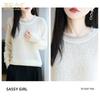 French-Style Elegant Lace Wool-Blend Knitted Sweater