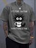 Unisex Oversize Tee It S Fine Cat Coffee Cartoon Graphic Cotton Crew Neck Short Sleeve Casual Daily Street Male Basic Fashion Top