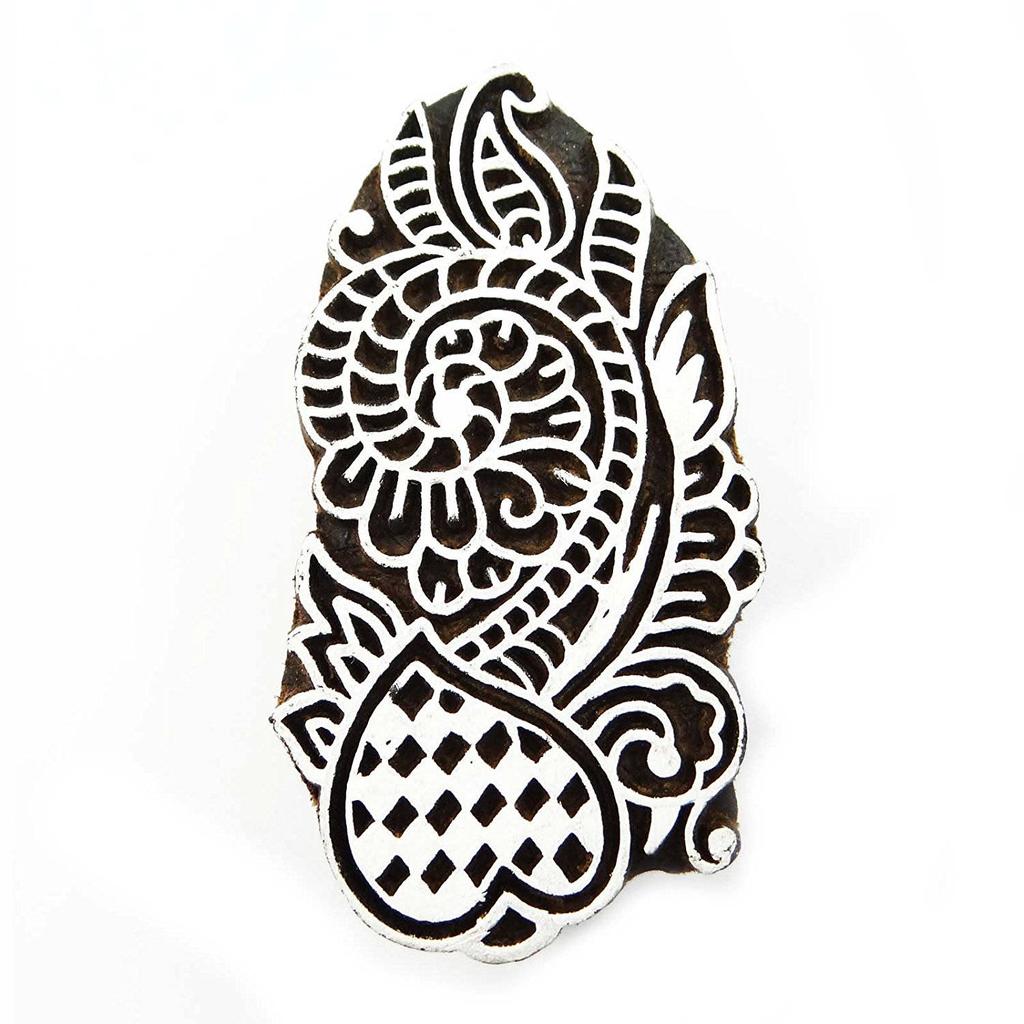 IBA Indianbeautifulart Hand Crafted Painting Block Ethnic Printing On Apparel Sari Border Wooden