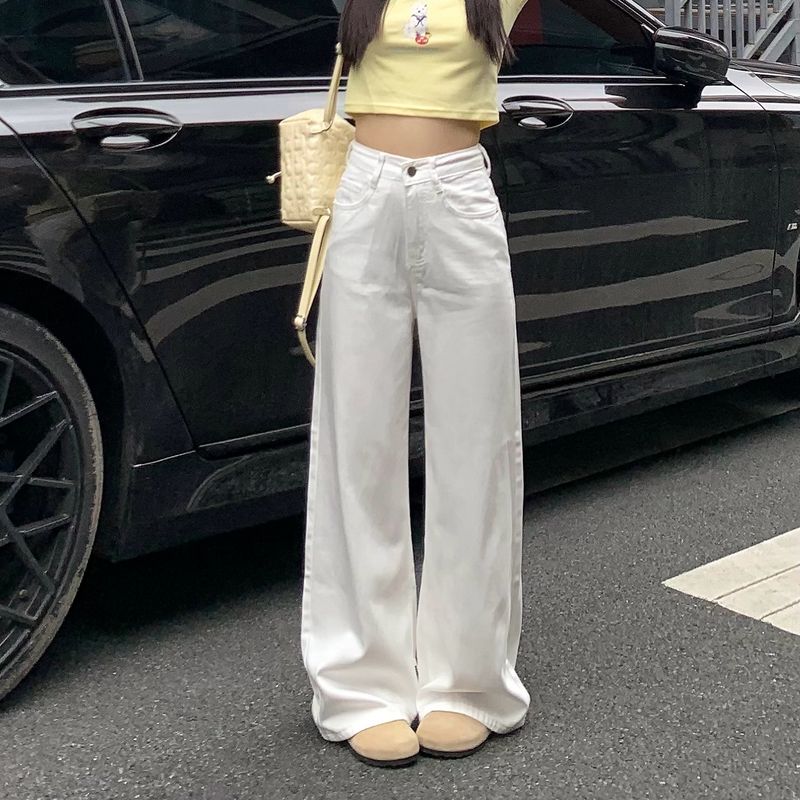 

Small White Tencel Wide Leg Denim Women s Pants Summer 2025 New Arrival Thin Straight-leg Loose Draped Pants White pants 155-165 XL