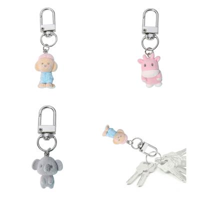 Portachiavi Cane Floccato 3D Ciondolo Animale Carino Portachiavi alla Moda Laccetto da Telefono Ornamento per Telefoni Chiavi Borsa Portamonete