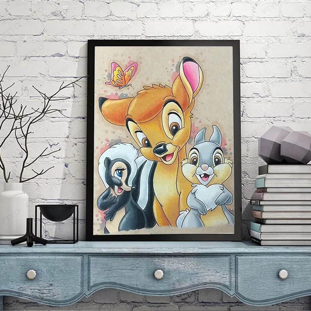 Bambi 5D Diamantové malování Disney Plná diamantová výšivka Kreslené DIY kamínkové obrázky Sady křížového stehu Řemesla Domácí dekorace