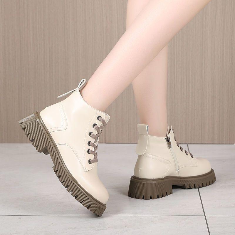 Leather platform Martin boots women's British style 2025 new spring and autumn single boots versatile casual winter short boots