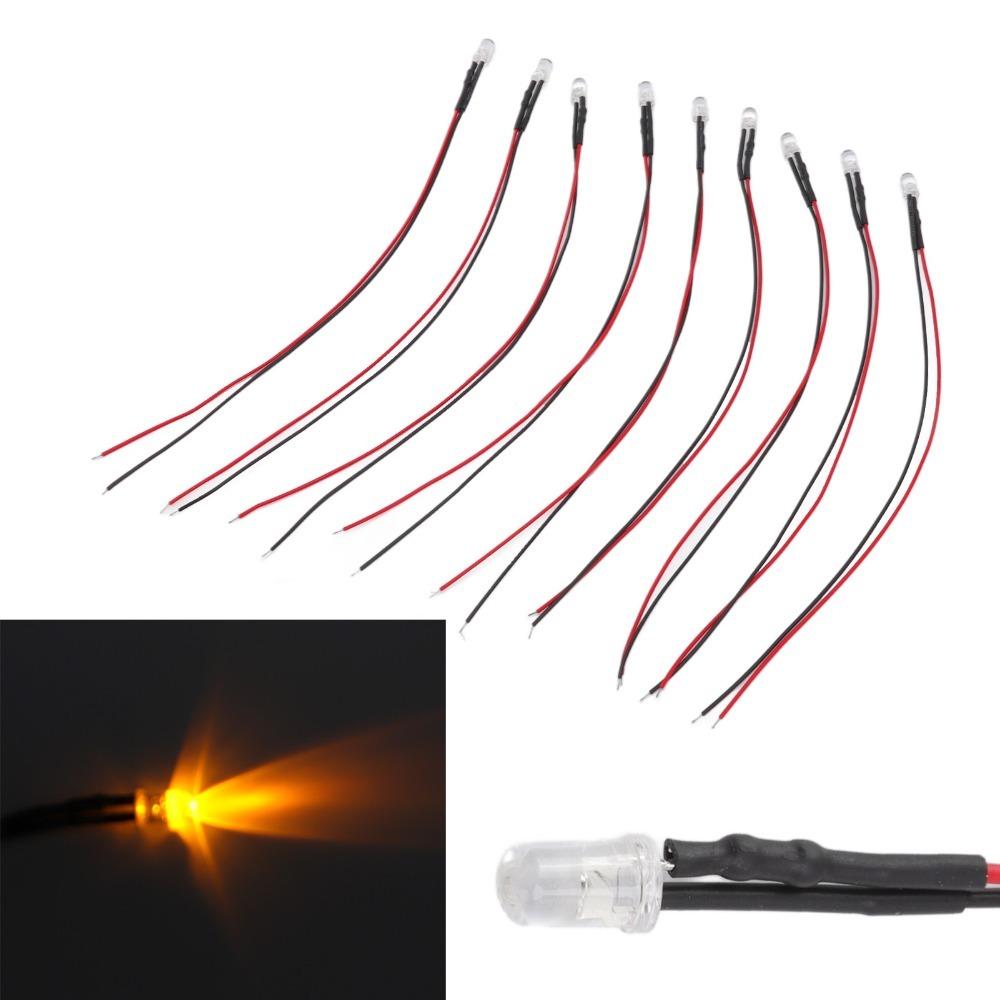 20PCS 5mm Prewired LED Diodes 5‑12V LED Light Diodes Mini LED Diodes Circuit Science Experiment