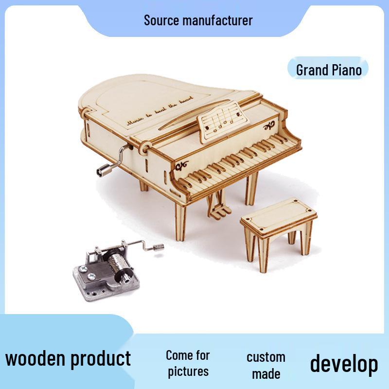 

3D Wooden Piano Puzzle Music Box - Handmade DIY Toy