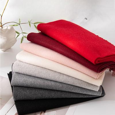 Solid Color Wool Scarf Women's Winter Wool Shawl High End Couple Style Tassel Scarf