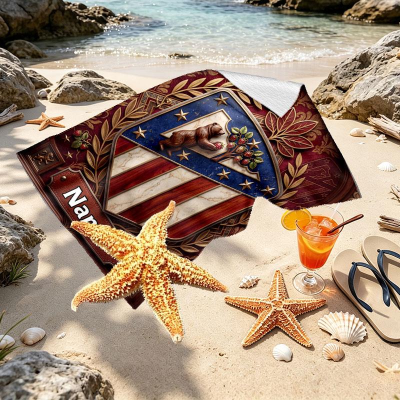 Custom Name Personalized Atletico Madrid Print Beach Towel, for Trip Camping Beach Party Home Decor, Birthday Gift for Family & Friends