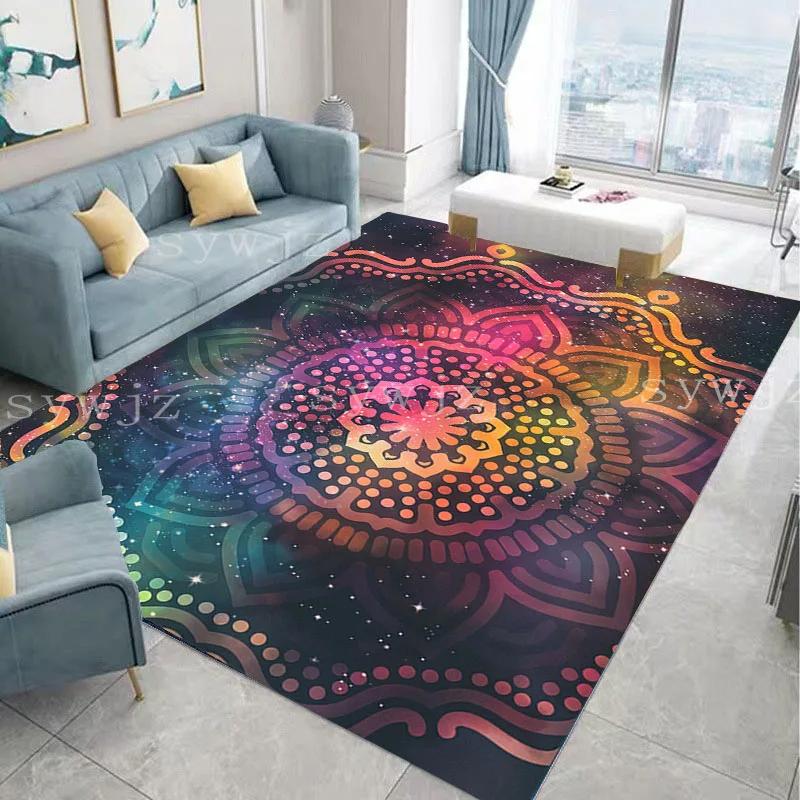 Bohemia Mandala Flower Living Room Carpet Boho Floral Area Rug Corridor Steps Non-slip Floor Mat Home Bedroom Bedside Mats