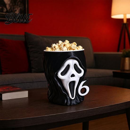 Happy Halloween Decoration 3D Printed Screaming Skull Popcorn Bucket Decorative Box Table Ornament