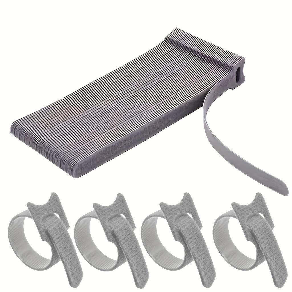 70 buc. Legături de cablu cu scai de culoare mixtă - Organizator de cabluri din material durabil pentru casă și birou, design vibrant în dungi, fixare sigură cu buclă