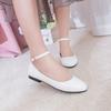 Foreign trade thick heel single shoes women's 2025 summer pointed high heel one-word buckle single shoes black interview work shoes large size