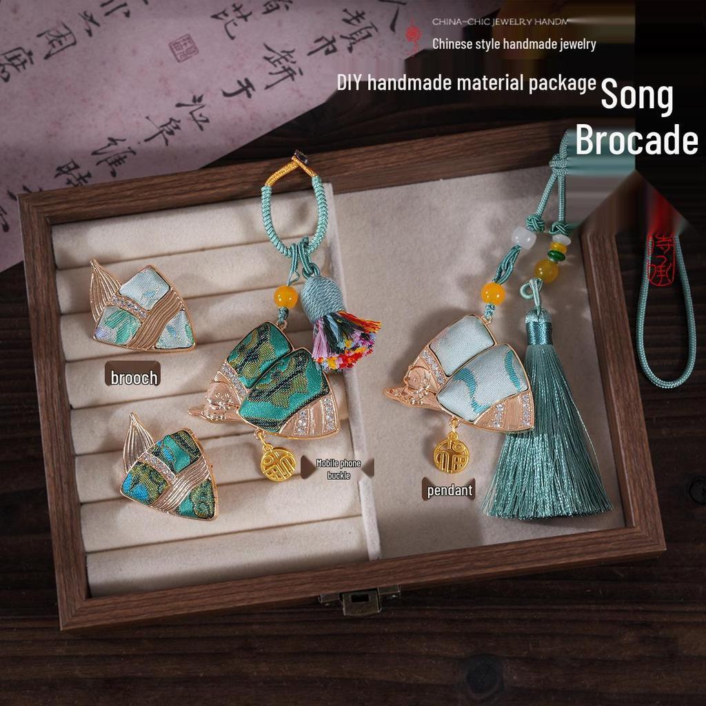 Dragon Boat Festival Zongzi Brooch & Keychain DIY Kit - Handmade Pendant Ornament Souvenir