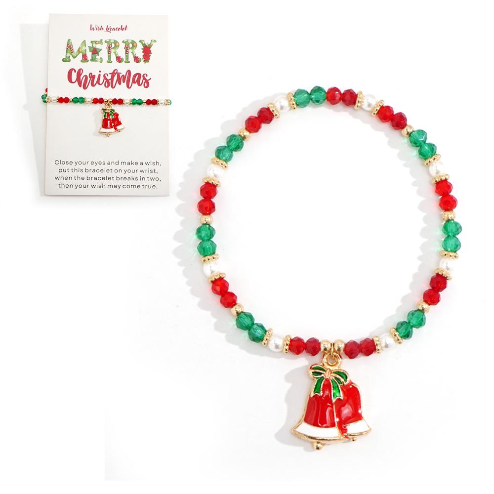 Christmas Crystal Beaded Bracelets with Santa and Snowman Charms - Holiday Gift Assortment