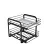 Pull Out Seasoning Rack 2 Tier Adjustable Height Heavy Duty Iron Slide Condiment Organizer for Inside Cupboard Cabinet