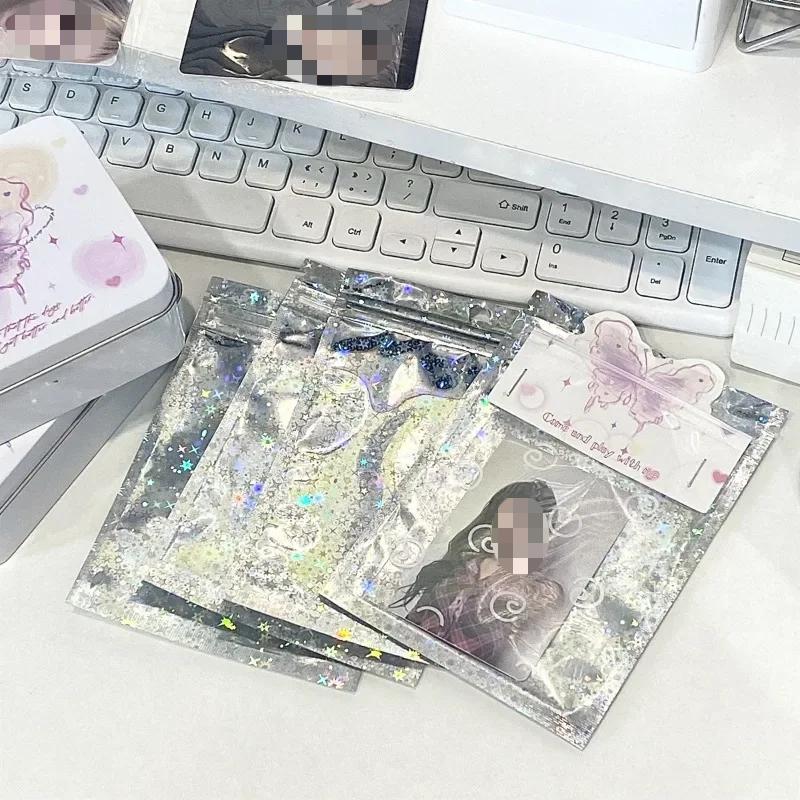 10PCS Shiny Star Laser Ziplock Bag Kpop 3 Inch Photo Card DIY Packing Material Kawaii Girl Gift Jewelry Storage Bag