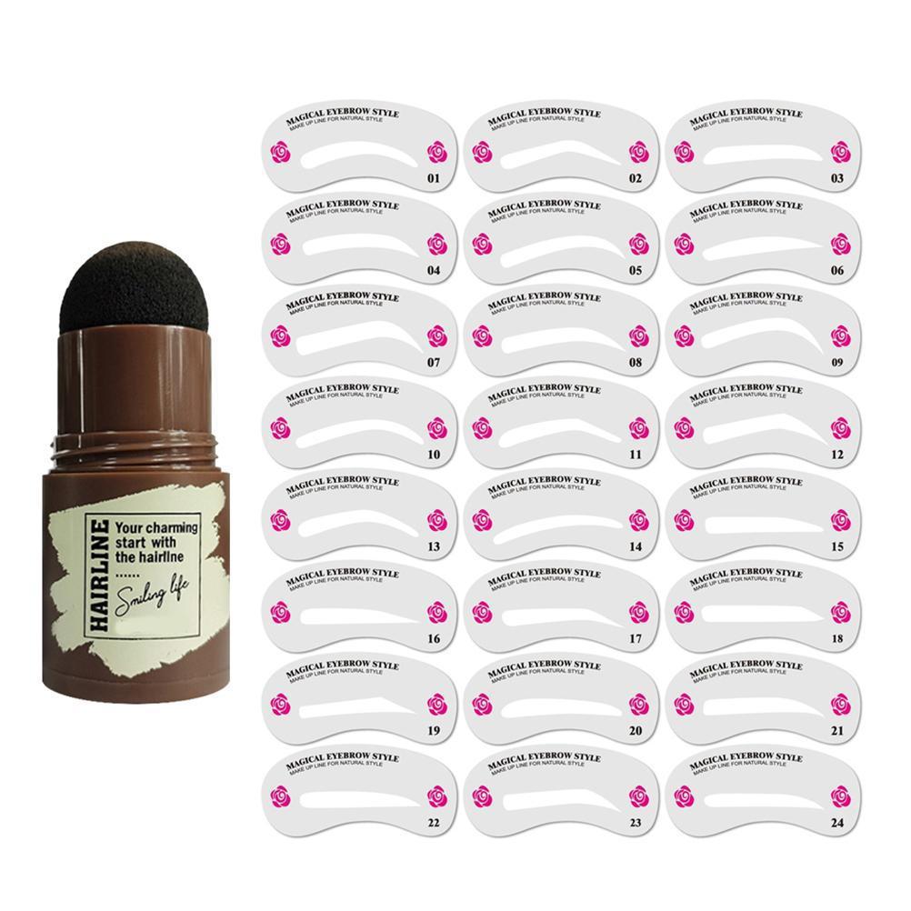 Eyebrow Stamp Brow Stamp Shaping Kit Long Lasting Eyebrow Stamp with 24 Brow Card Women Makeup Tools