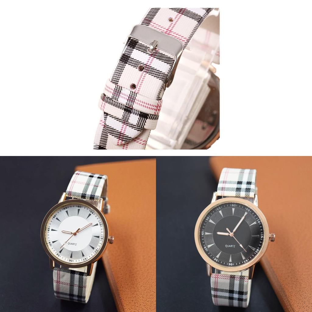 Fashion Plaid Student Watch With Quartz Movement For Casual Women