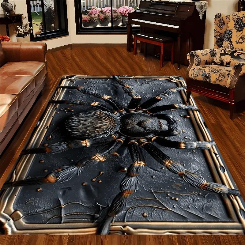 Vintage Dark Spider Pattern Area Rug–Non-Slip,Waterproof,Stain-Resistant Carpet for Living Room,Bedroom,Office,Machine Washable