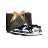 Air Jordan 1 Leather Low Top Vintage Basketball Shoes Unisex Black 553558-165(Team-BOX)