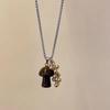 Spotted Tiger Eye Stone Mushroom Brown Heart Star Cross Flower Pendant Long Clavicle Chain Necklace Women Exquisite Accessories