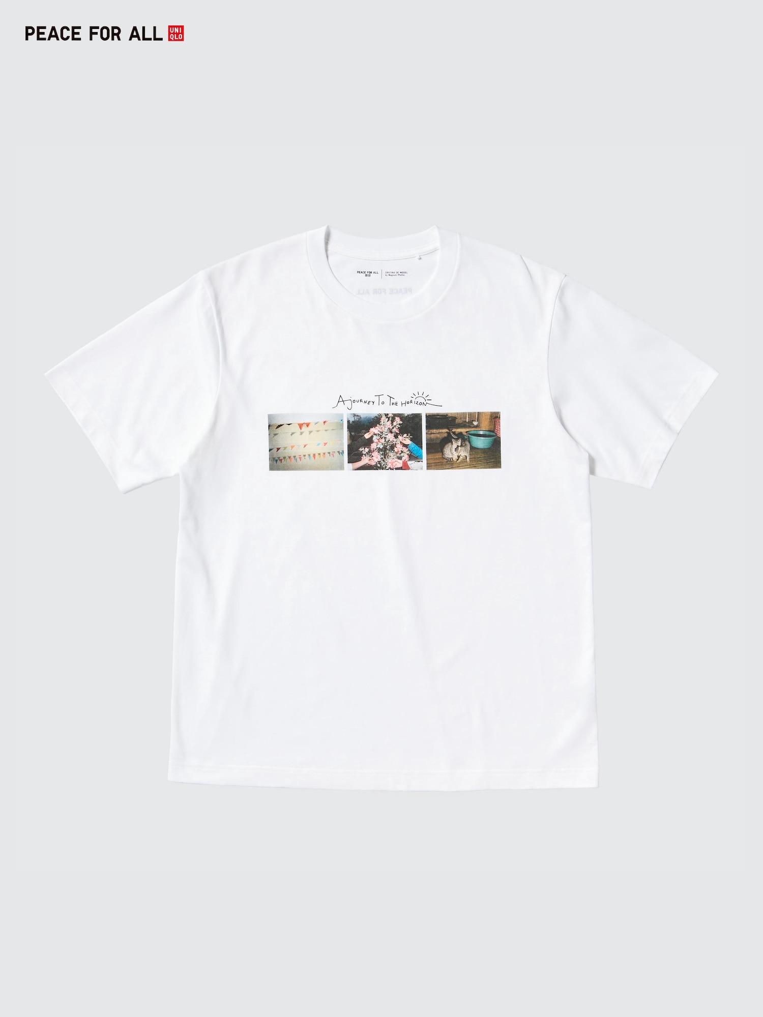 

Футболка Uniqlo Peace For All с коротким рукавом и графическим принтом, стандартный крой, Magnum B 00 WHITE/UNISEX XL