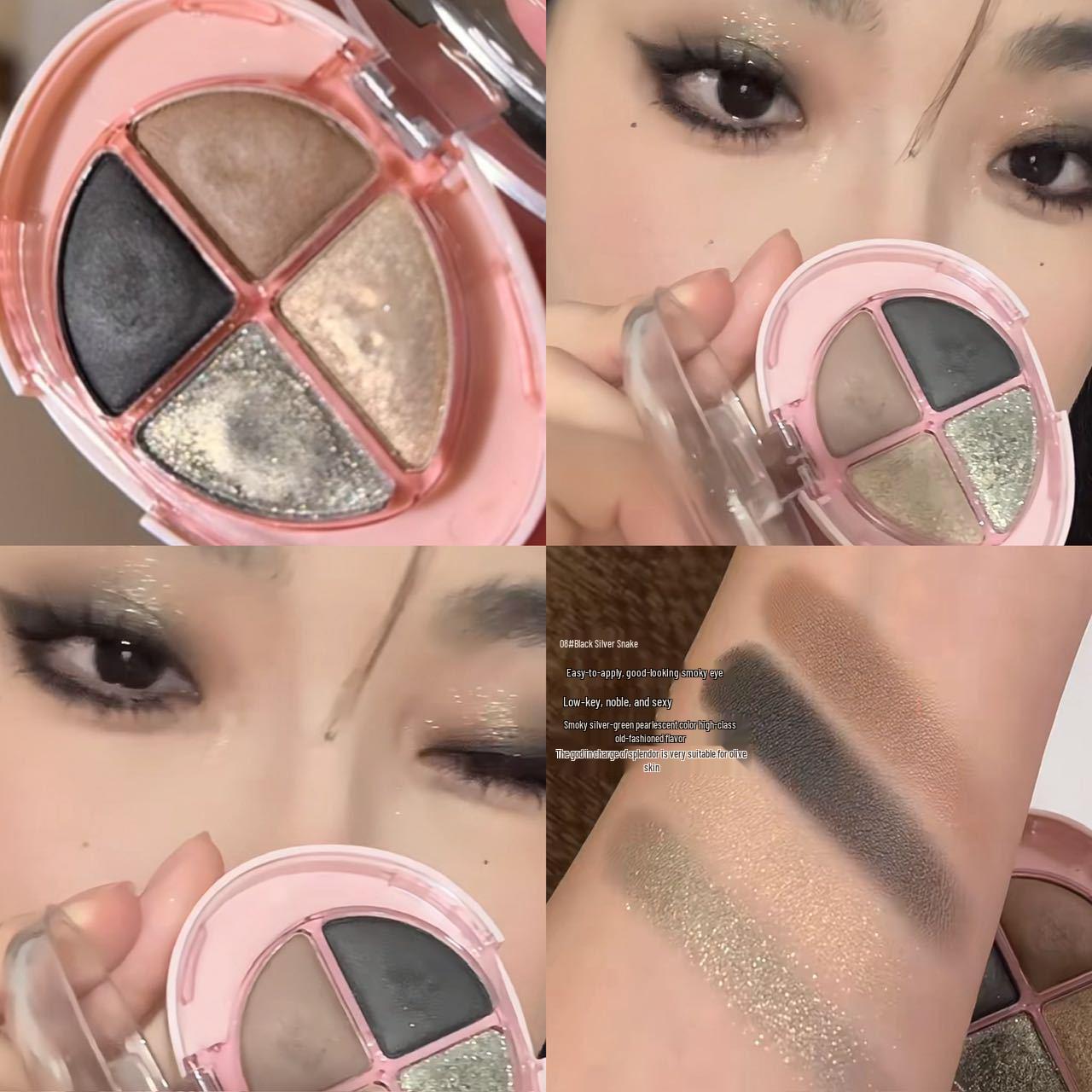 

HERORANGE Sweetheart Attraction Quad Eyeshadow Palette: Matte, Pearlescent, Shimmer, and Highlighter for Brightening Beauty. 4.8g