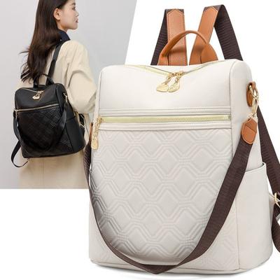Vintage Pu Leather Travel Backpack Women Shopping Tote Student School Bags Large Capacity Schoolbags Travel Zipper Rucksack 2024