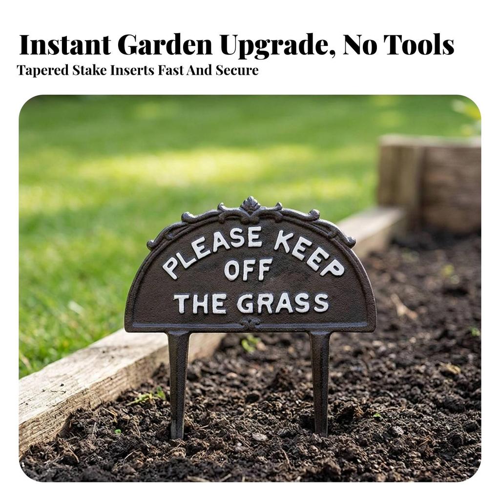 Keep Off the Grass Sign Rustic Garden Warning Vintage for Lawn, Flower Bed