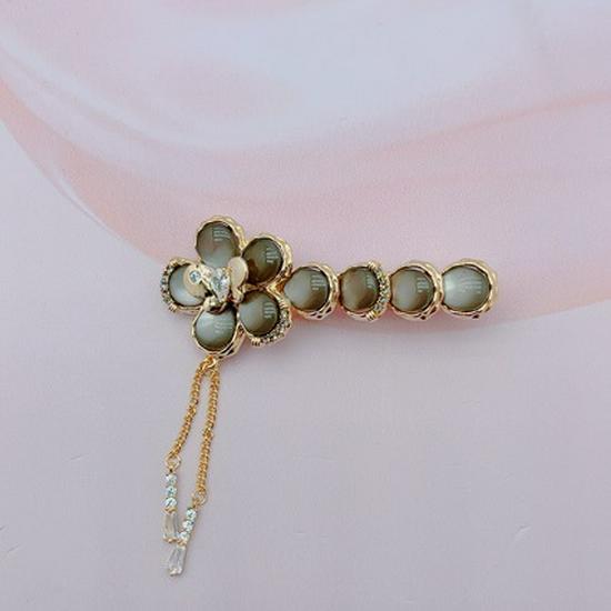 Elegant 14K Gold-Plated Crystal Rhinestone Tassel Clip for Qipao, Chinese, Japanese, Korean Styles K9