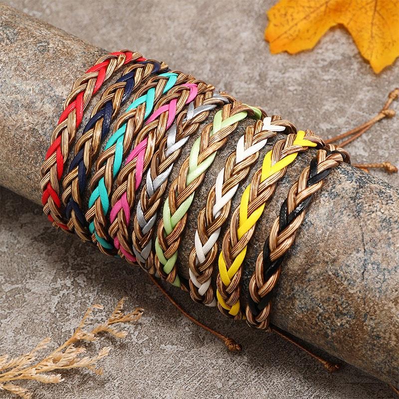 Pu Boho Chic Leather Woven Hand Bracelet Retro Womens Christmas Gift Jewelry