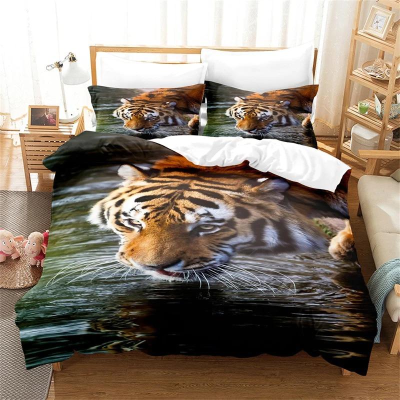 Lion, Tiger, Leopard Bedding Set Boy Duvet Cover Set 3d Queen Size Bed Linen Fashion Print Comforter Cover Bedding Sets Bed Set