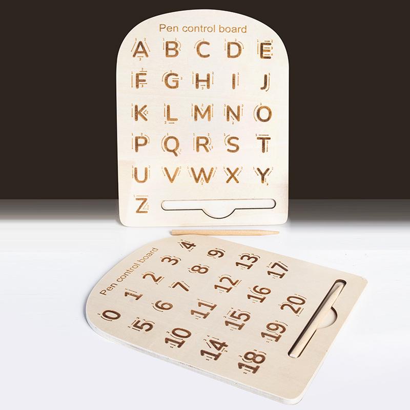Wooden Letter & Number Grooved Board for Early Education