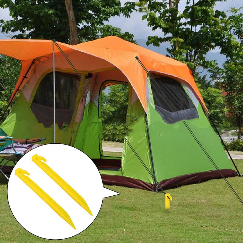 10Pcs Bucket Plastic Nails Tent Tarpaulin Ground Camping Yellow Tent Pegs Accessory Outdoor Fixing Pegs Travel