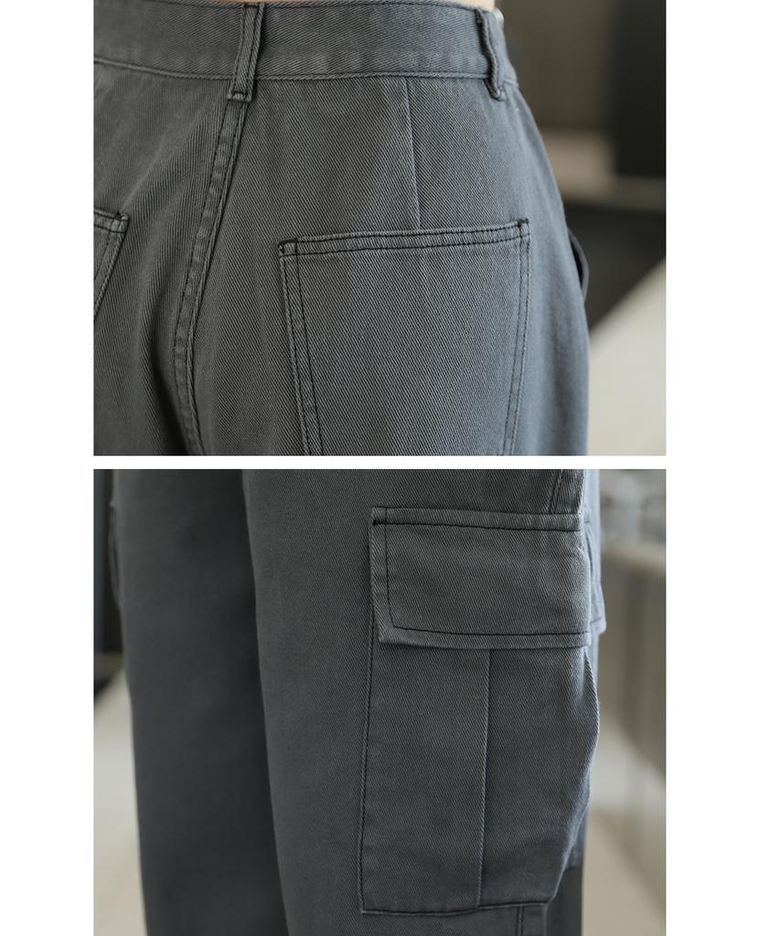 Ppaeppae Casual Pocket Cargo Long Wide Cotton Pants