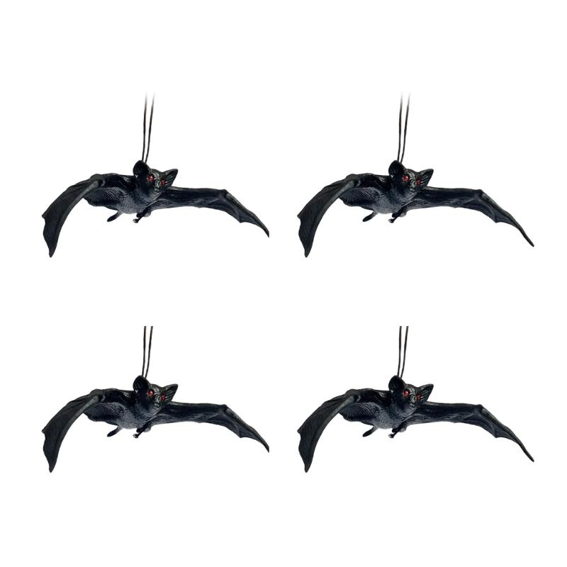 4Pcs Scary Realistic Bat Hanging Ornament Wall Hanging Decorations For Garden Window Display Halloween Celebration