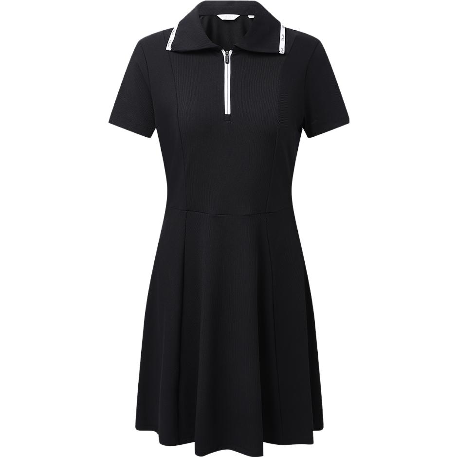 FILA Fitted Solid Color Short Ruffle Hem Golf Polo Dress Women dresses Black A11W325317F-BK