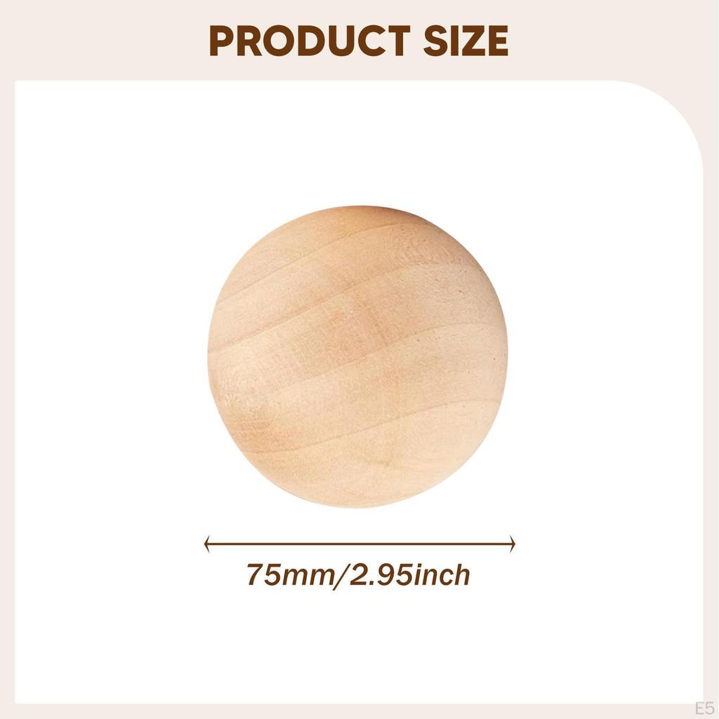 5 Pieces Wood Balls Wooden Jewelry Making Practical Art Round DIY Projects Unfinished