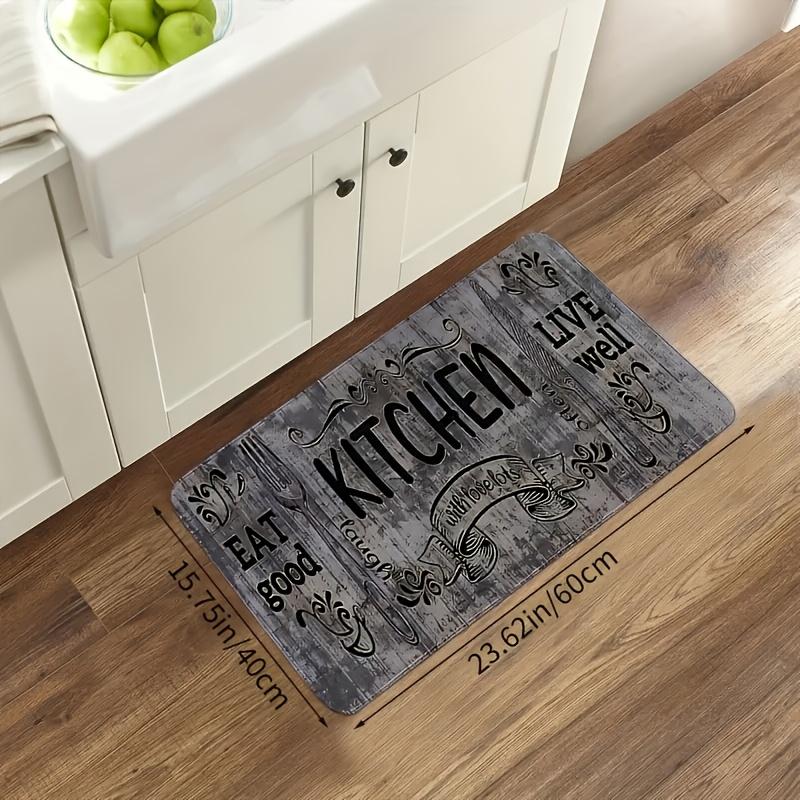 Schwarzes Küchenmatten-Set - Buchstabendesign Flanell-Fußmatte, Waschbarer, lichtbeständiger Stehpolster für Schlafzimmer- und Wohnzimmerdekoration