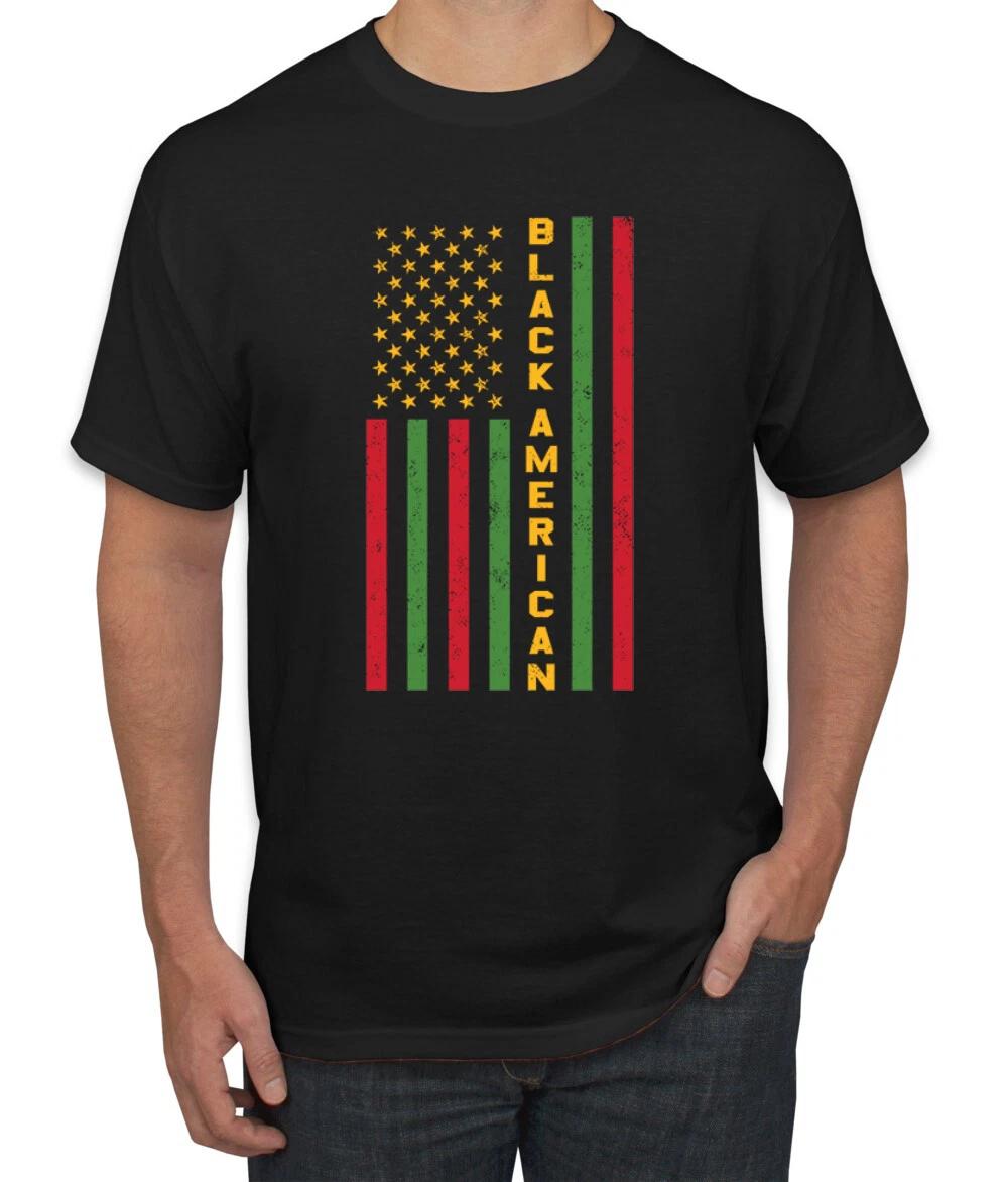 Black American Flag Black History Month Men Graphic T- Shirt S