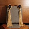 Vintage Blue Glass Tassel Earrings and Necklace Set - Luxurious High-End Jewelry