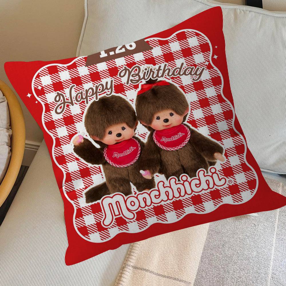 Cute M-Monchhichi   Pillowcase toon Gift Cushion Cover Bedroom Home Sofa Chair Seat Decor pillow case